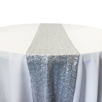 Silver Glitz Sequin Table Runner Rental