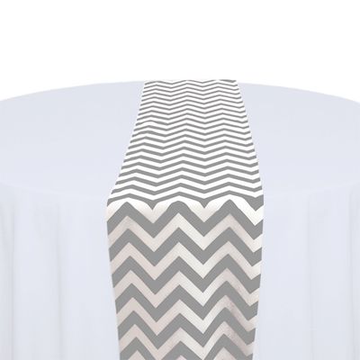 Grey &amp; White Chevron Table Runner Rental
