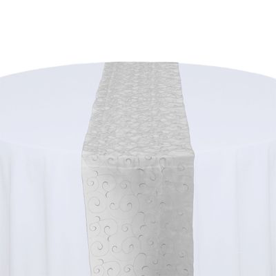 White Organza Swirl Table Runner Rental