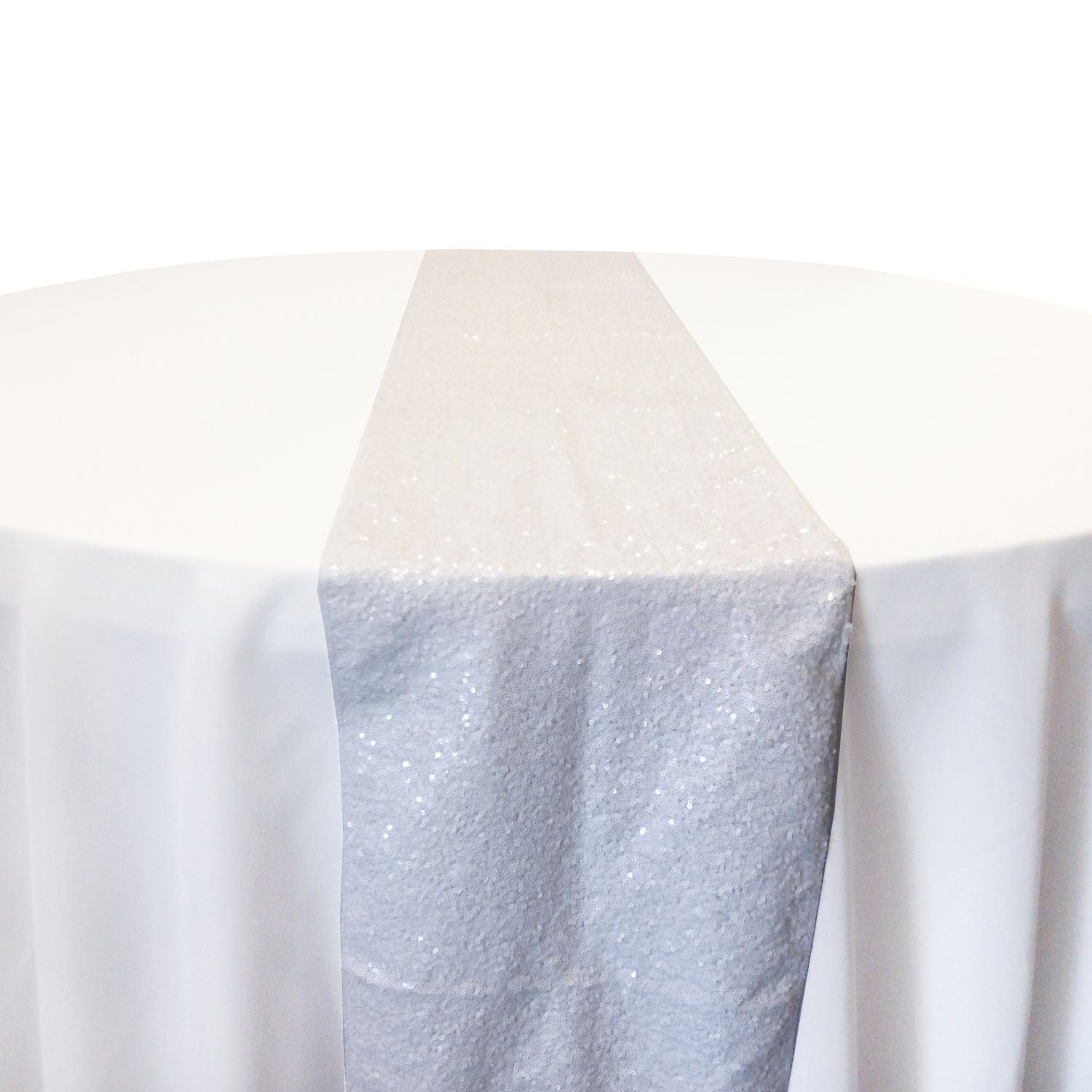 White Glitz Sequin Table Runner Rental