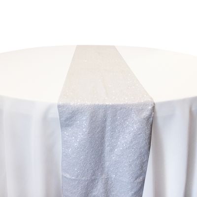 White Glitz Sequin Table Runner Rental