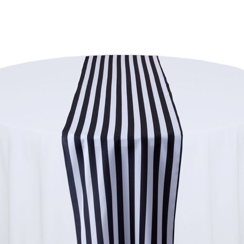 Black &amp; White Stripe Table Runner Rental