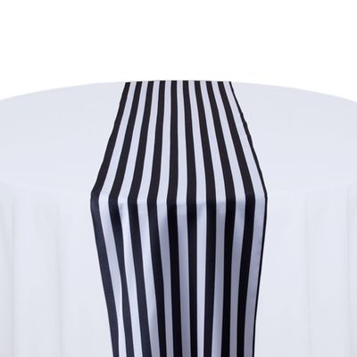 Black &amp; White Stripe Table Runner Rental