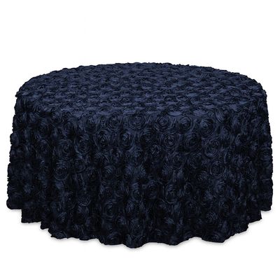 Navy Rosette Satin Tablecloths Rentals