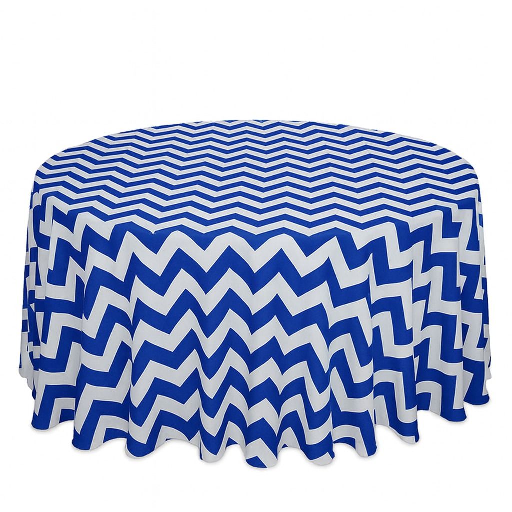 Royal Blue and White Chevron Tablecloth Rentals