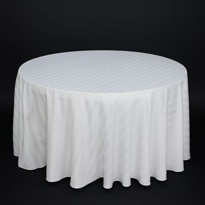 White Satin Stripe Tablecloths Rentals