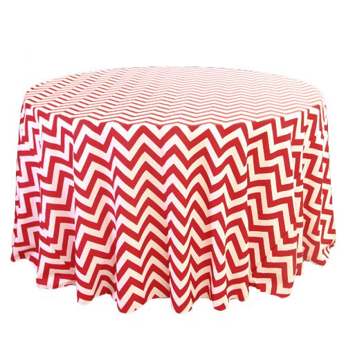 Red and White Chevron Tablecloth Rentals