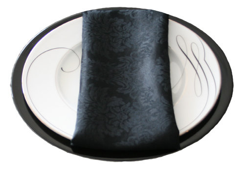 Black Damask Napkin Rental Black Damask Napkin Rental