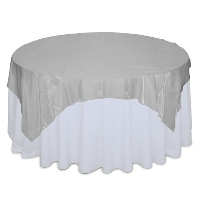 Silver Organza Satin Table Overlay Rental Silver Organza Satin Table Overlay Rental