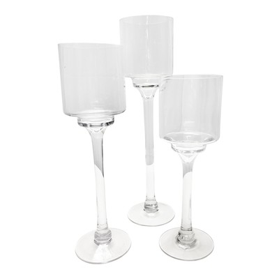 Glass Pedestal Candleholder Rentals, Set of 3