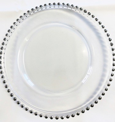 Silver Beaded Glass Charger Plate Rentals Silver Beaded Glass Charger Plate Rentals