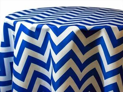 Royal Blue and White Chevron Tablecloth Rentals