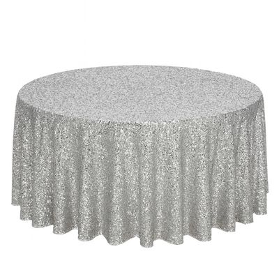 Silver Sequin Tablecloth Rentals - Taffeta