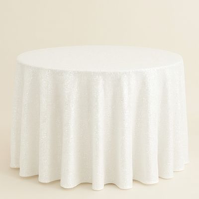 White Sequin Tablecloth Rentals - Mesh Backing