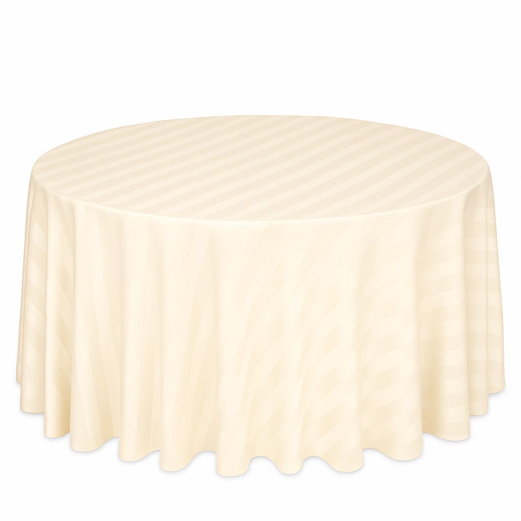 Ivory Satin Stripe Tablecloths Rentals