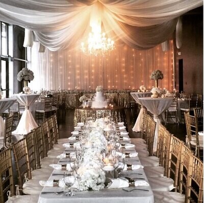 Sheer Italian Lighted Wedding Backdrop - By Foot
