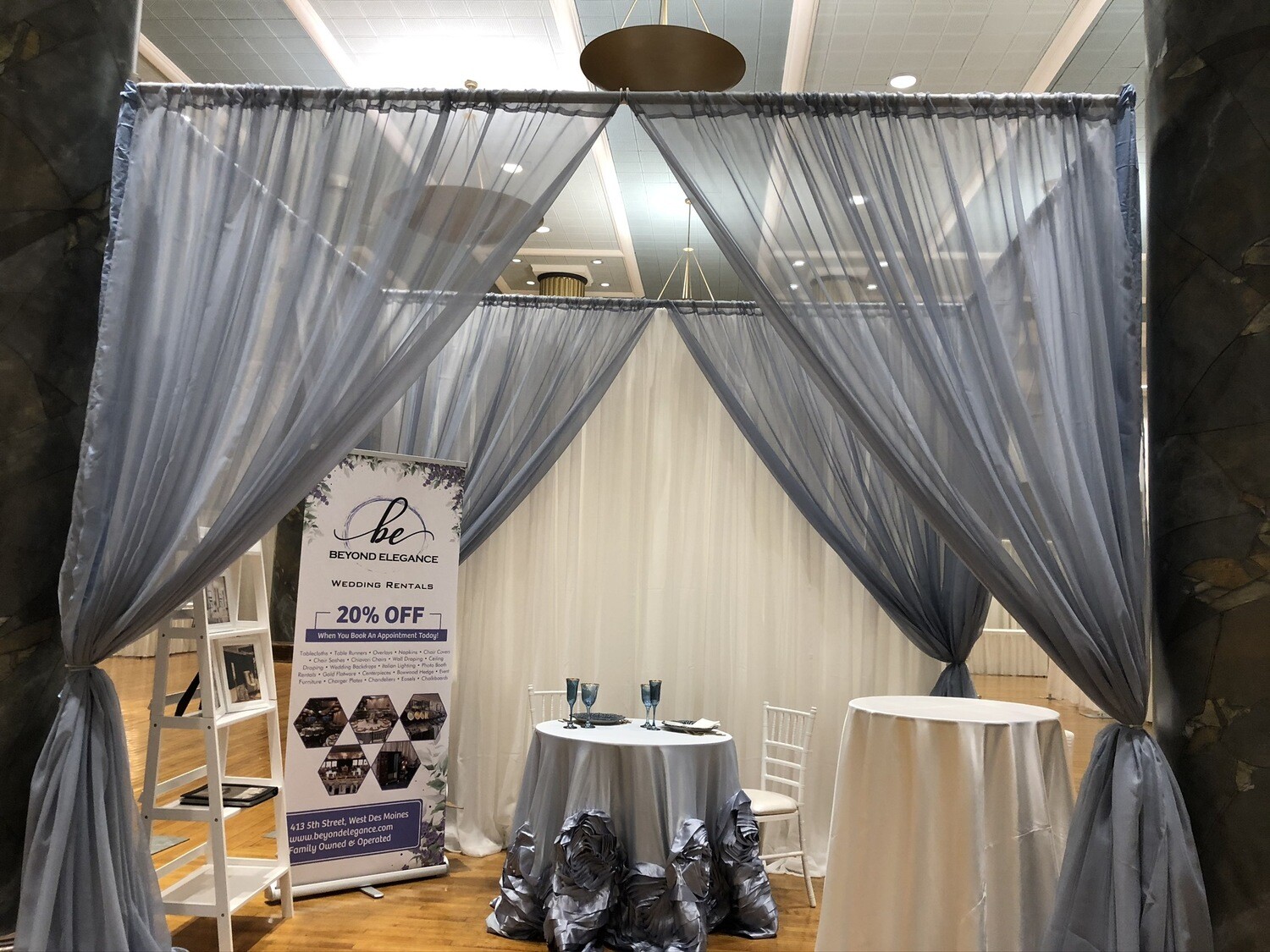 Dusty Blue Sheer Wall Draping - 12' Height - By Foot