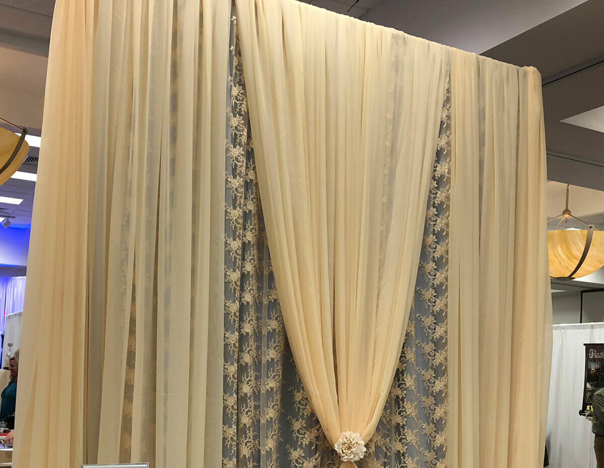 Champagne Sheer Wall Draping - 12' Height - By Foot Champagne Sheer Wall Draping - 12' Height - By Foot