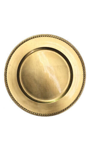 Gold Charger Plate Rentals with Beaded Trim