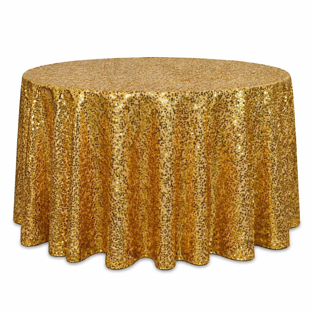 Gold Taffeta Sequin Tablecloth Rentals