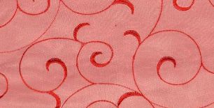 Red Organza Swirl Table Runner Rental