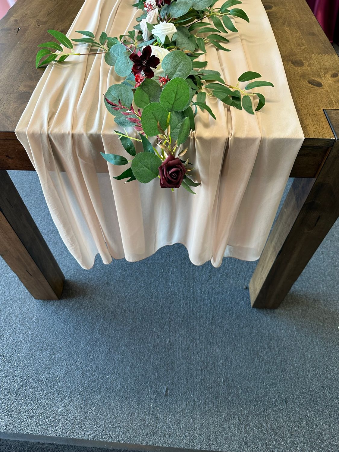 Champagne Chiffon Table Runner Rental