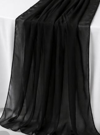 Black Chiffon Table Runner Rental