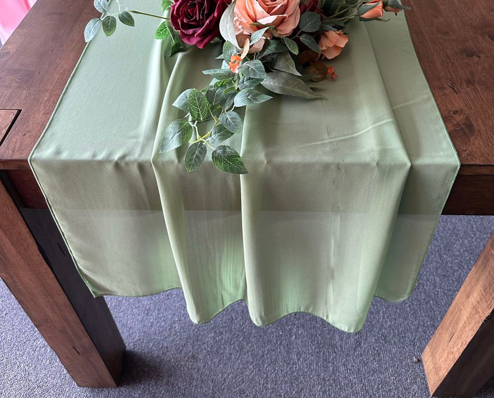 Sage Green Chiffon Table Runner Rentals