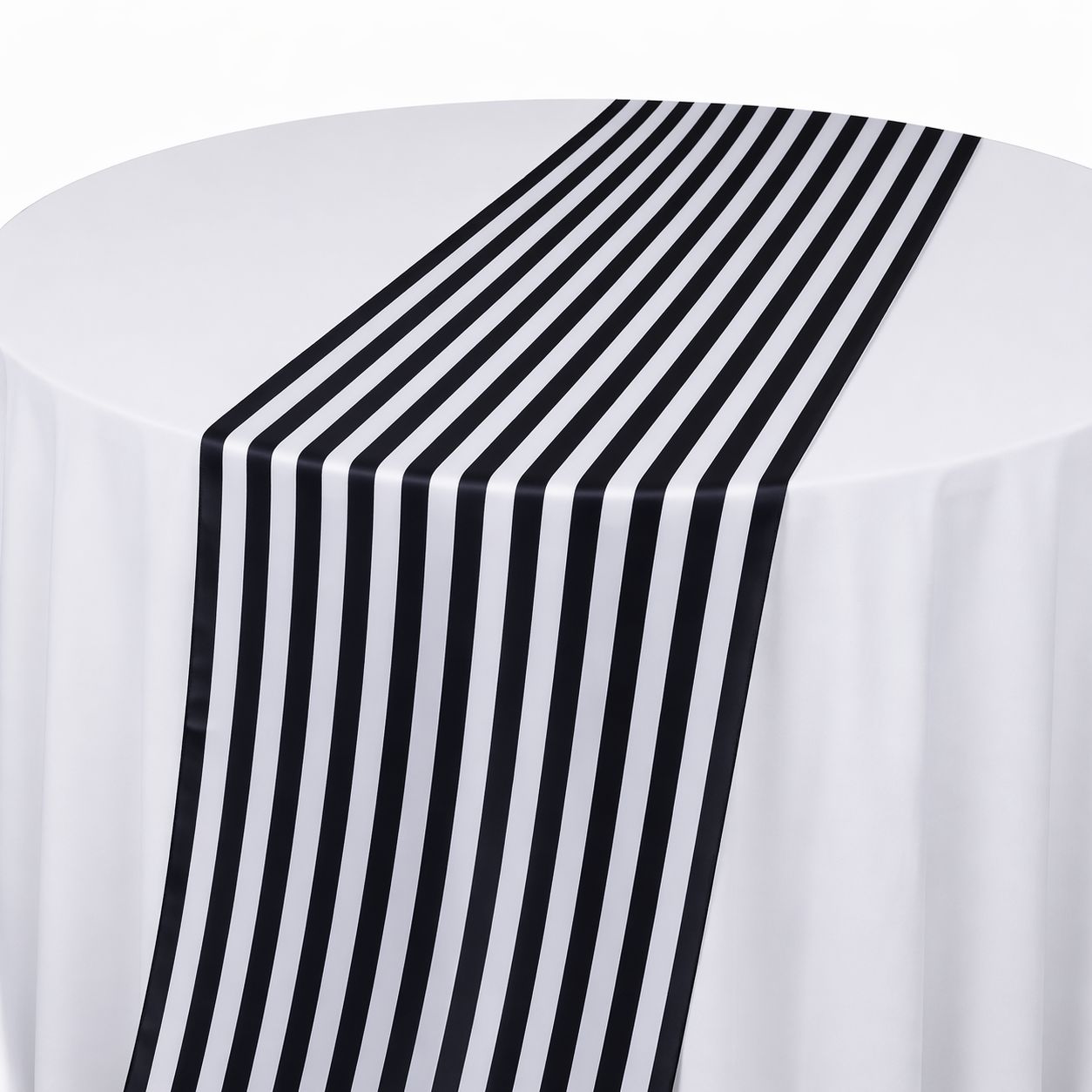 Black &amp; White Stripe Table Runner Rental