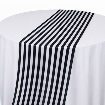 Black &amp; White Stripe Table Runner Rental