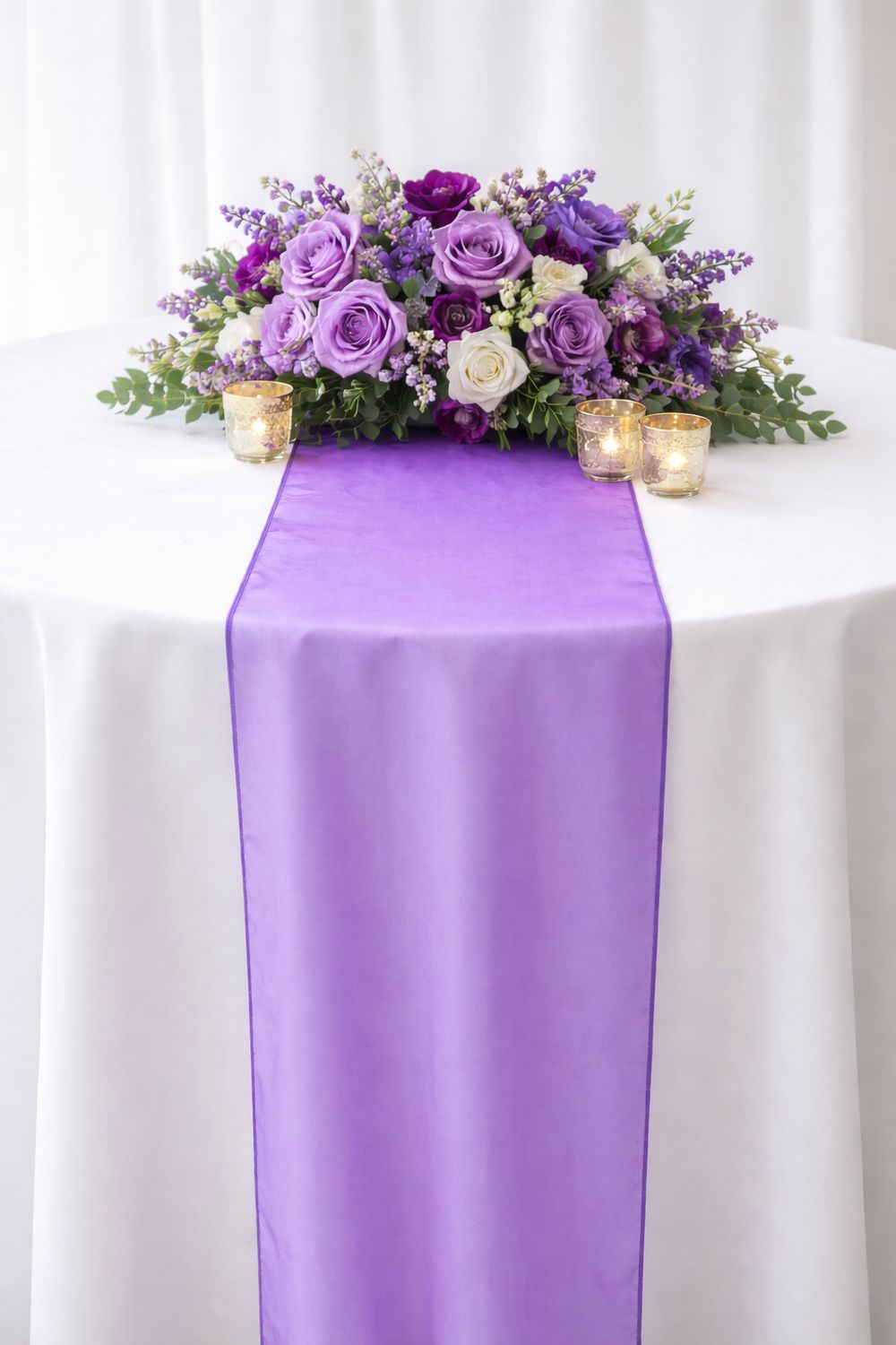 Purple Organza Sheer Table Runner Rental