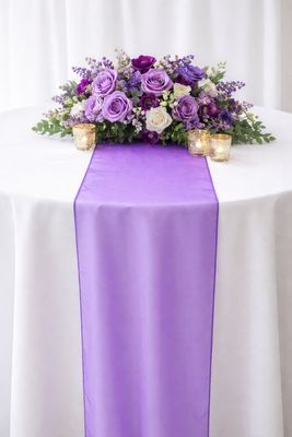 Purple Organza Sheer Table Runner Rental
