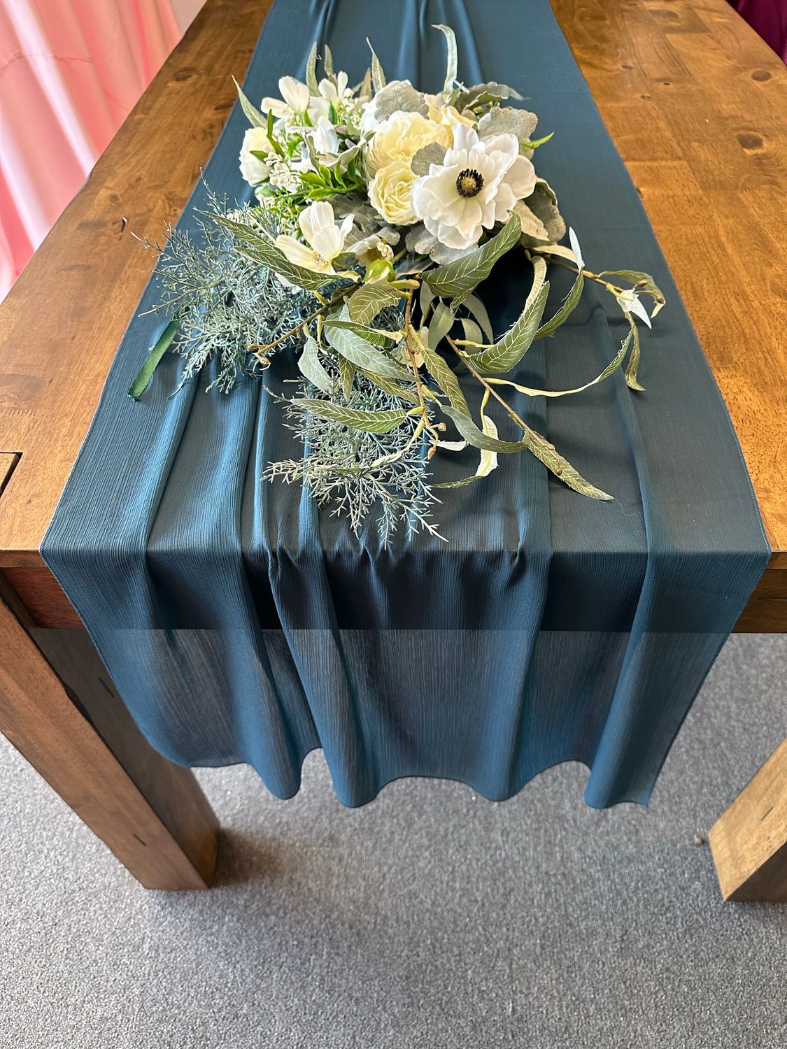 Dark Blue Chiffon Table Runner