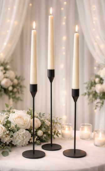 Black Metal Candle Stick Holders - Set of 3