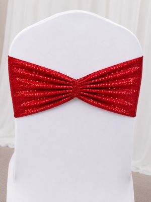 Apple Red Taffeta Sequin Chair Band Rentals