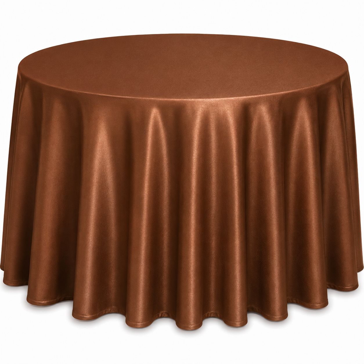 Spiced Cider Lamour Matte Satin Tablecloth Rentals