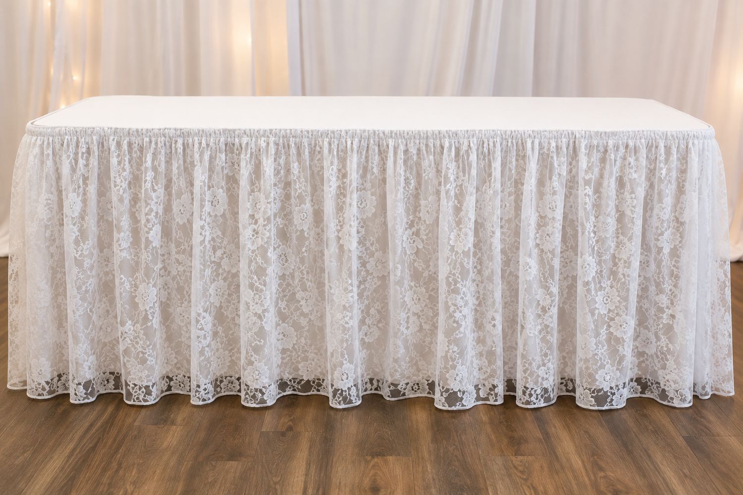 White Lace Table Skirt Rental