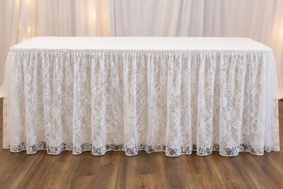 White Lace Table Skirt Rental White Lace Table Skirt Rental