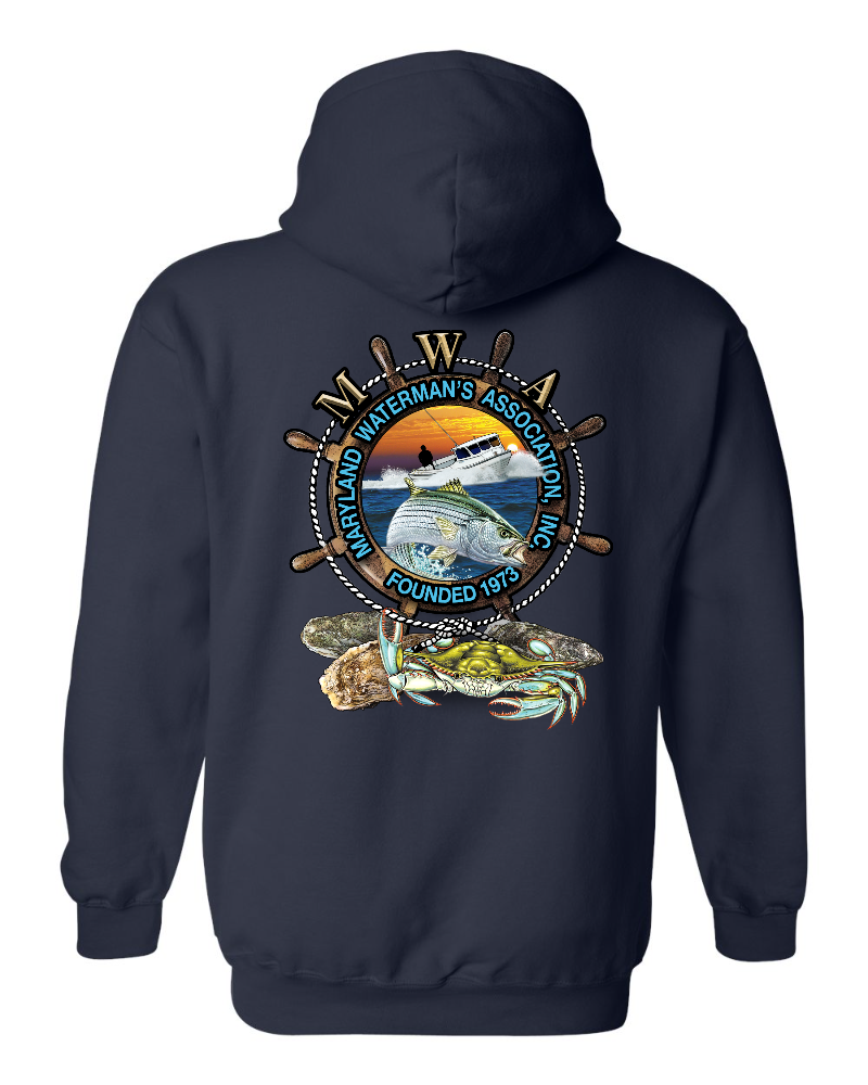 Hooded Sweat Shirt-ShipsWheel/Rockfish/Crab/Oyster