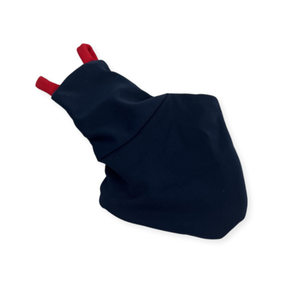Flyper bird diaper, solid dark blue red shoulder straps.
