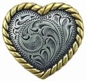 Heart Rope Edge Concho Silver/Brass