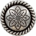 Antique Silver Rope Edge Flower Engraved Concho