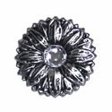 Antique Silver Crystal Sunflower Concho 1"