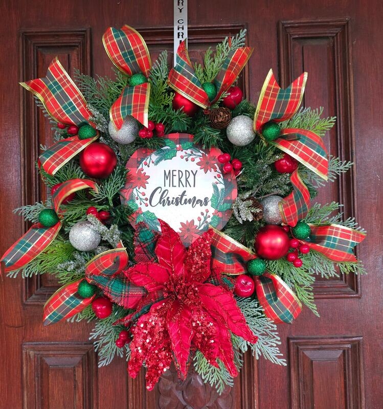 40cm Tartan Merry Christmas