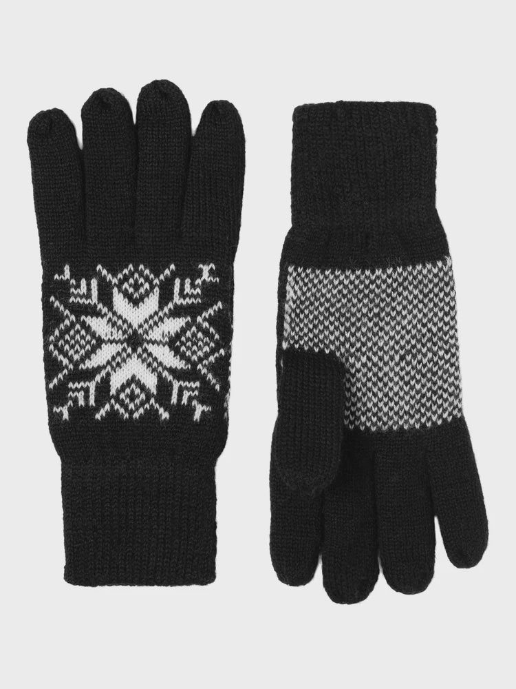 Norway Gloves, Attribute: Blk, Design: Snowflake, Size: Medium