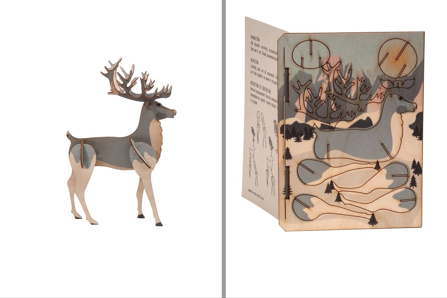Laser Cut Wood Cards, Design: Reindeer
