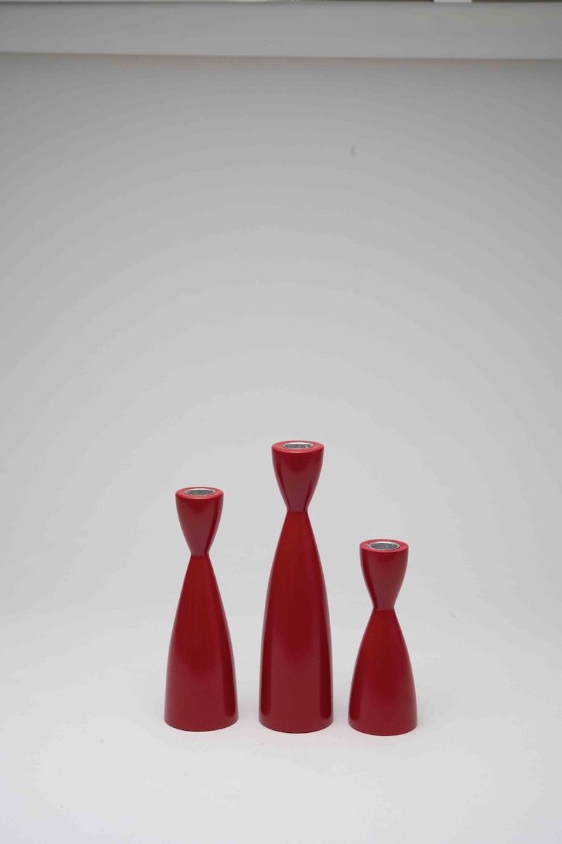Wooden Candlesticks, Color: Red, Size: 19cm