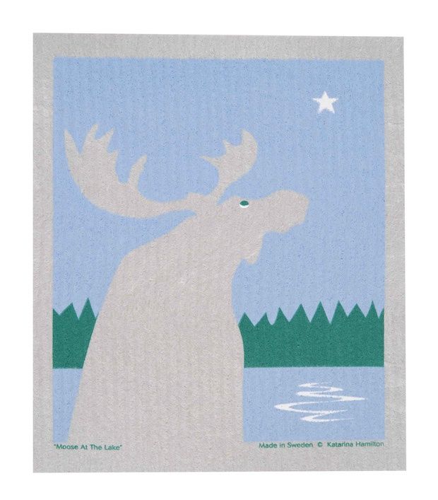 KH Moose by Lake Swedish Dishcloth