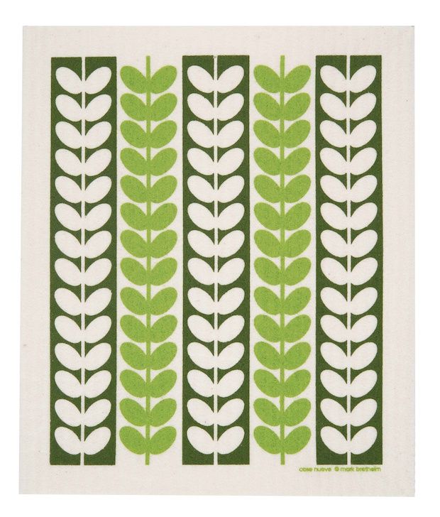 Green Leaf Stem Dishcloth