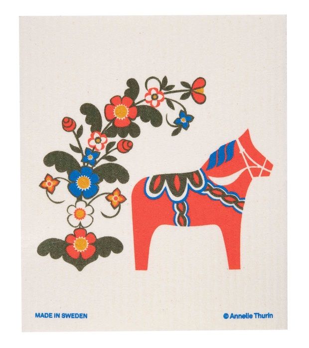 AT Dala Horse Swedish Dishcloth